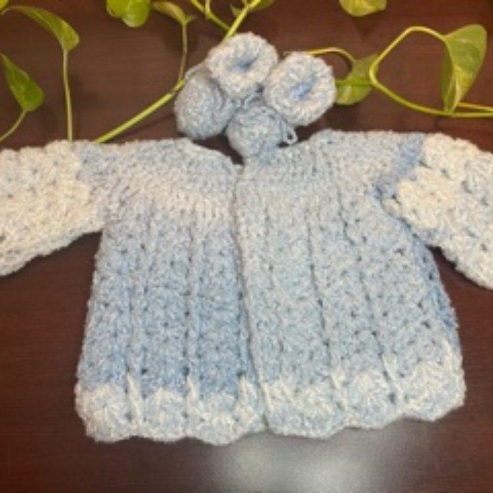 Handmade Baby Sweater & Booties